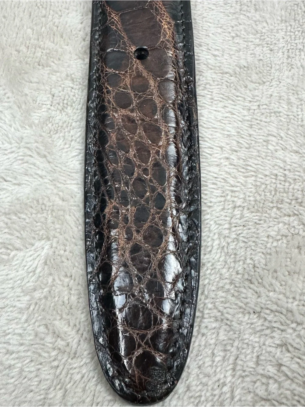 Crookhorn Genuine Alligator Leather Belt Brown Solid Brass Buckle USA